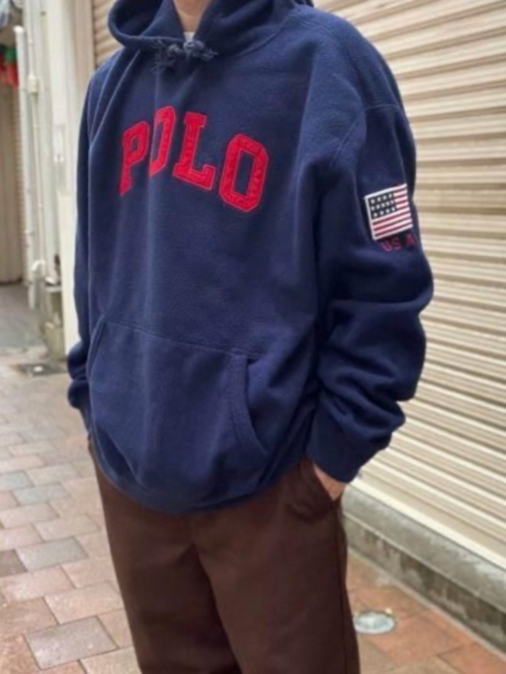 Polo Ralph Lauren RARE Sherpa Hoodie in Navy Hype Streetwear Size Large